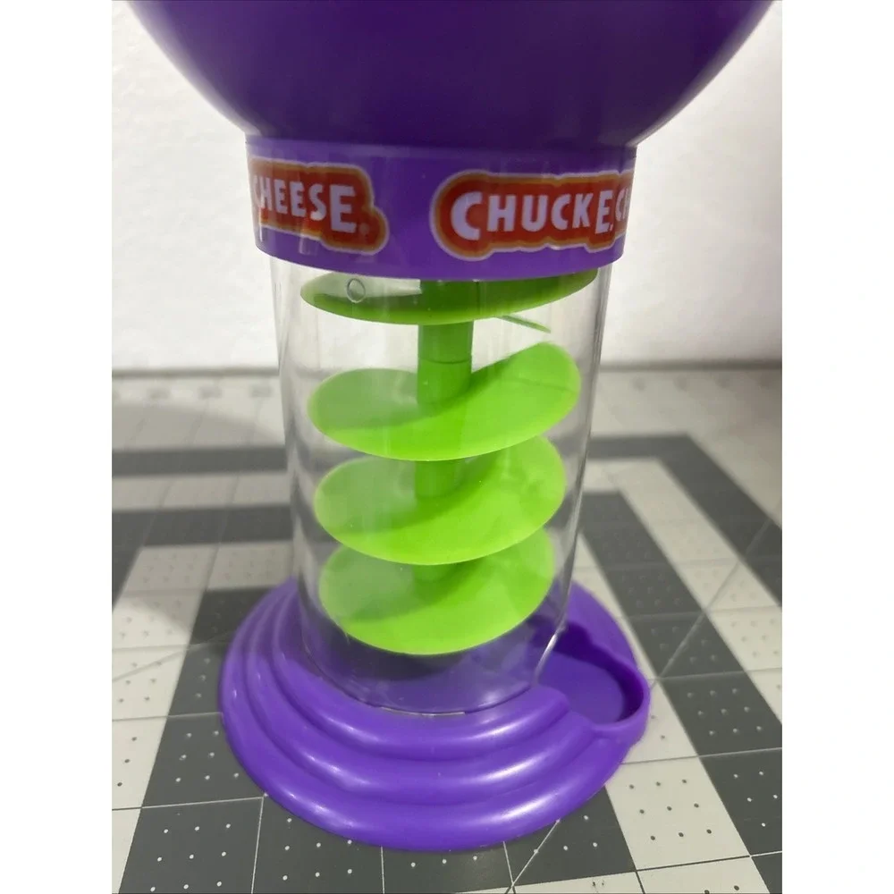 Chuck E Cheese Gumball Machine Marble Candy Purple Green Plastic Fun Toy